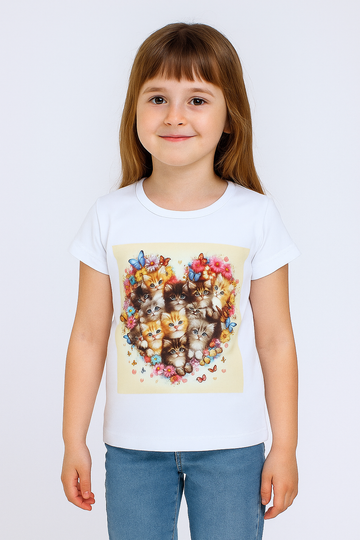 Girls' white cat blouse Your Word 4324-5625-3