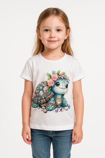 Little turtle blouse for girls white Your Word 4325-5625-3