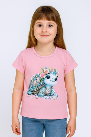 Little turtle blouse for girls, pink Your Word 4325-5625-40