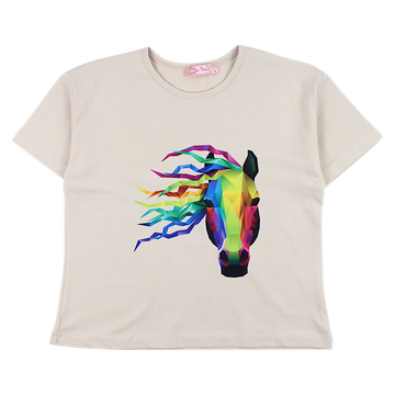 Girls' beige blouse with a horse Your Word 4329-2425-1