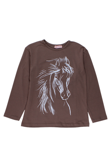 Girls' cotton blouse chocolate Your Word 434-161024-12925