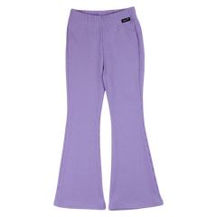 Girls' flared trousers with stripes, lilac, Lambda 4350-6525-29