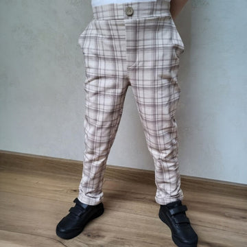 Checkered pants beige boy beige Guliwerkids 4352-6525-1