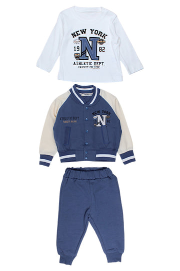 Boy's 3-piece sports tracksuit, blue, Partner 4718-31725