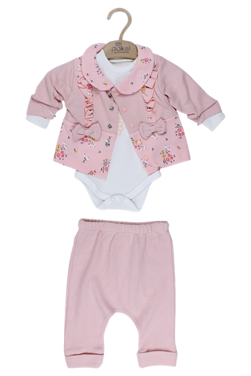 Set with bodysuit flowers girly powder pink Pakel 513-27825-39
