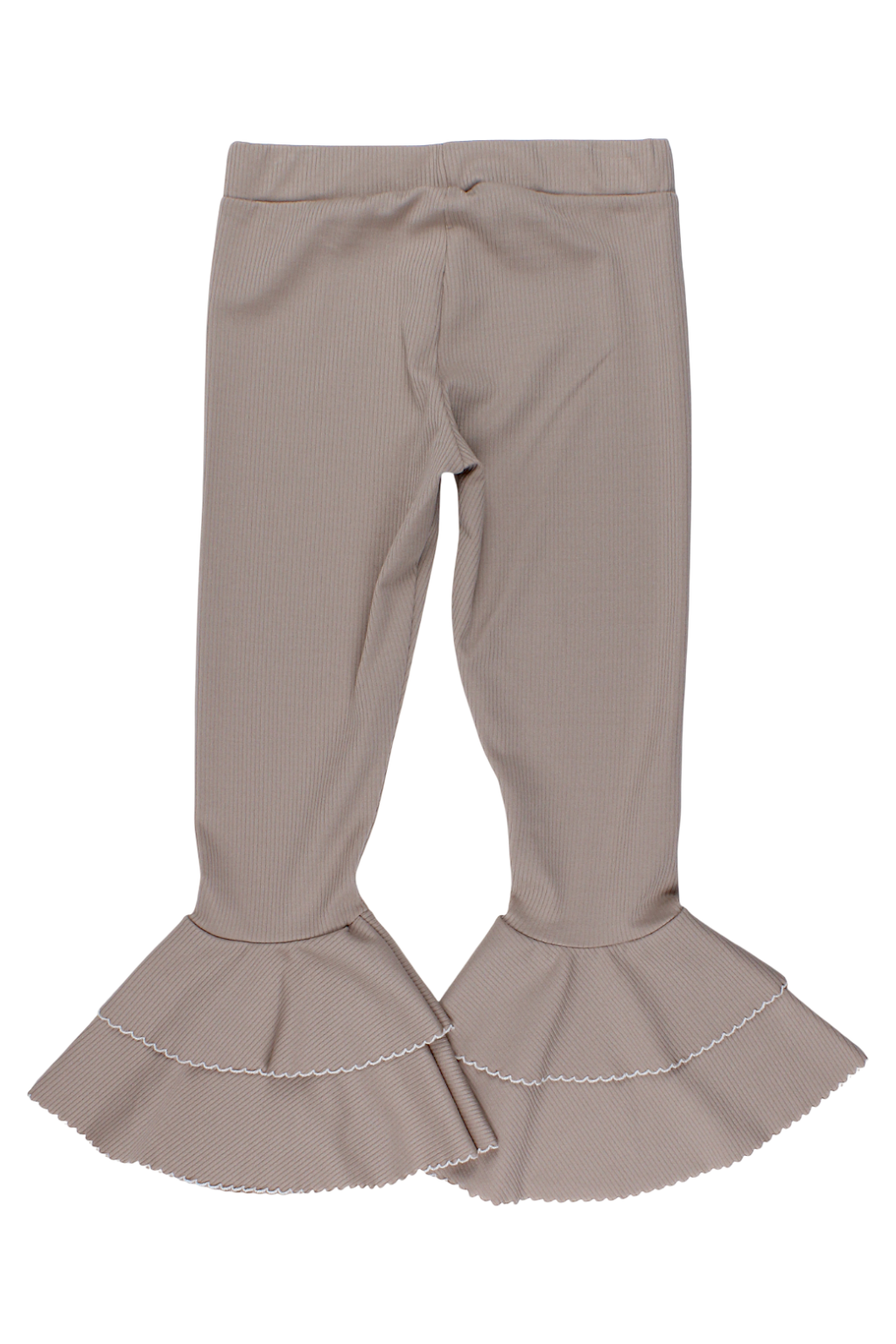 Girls' flared trousers with ruffles, beige, Timi 51592-20825-1
