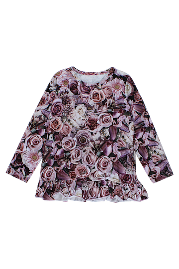Girls' tunic with roses, heather, Aipi 5212-16925