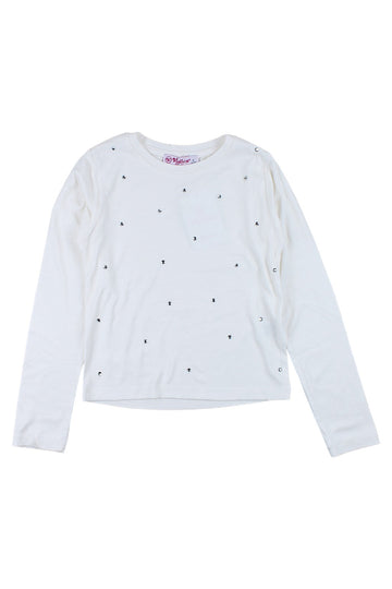 Girls' rhinestone blouse, cream Viollen 5384-221025