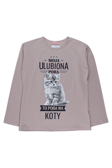 Cat Time blouse for girls, beige Your Word 5411-20825-1