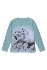 Girls' blouse with horses, mint Your Word 5411-311025