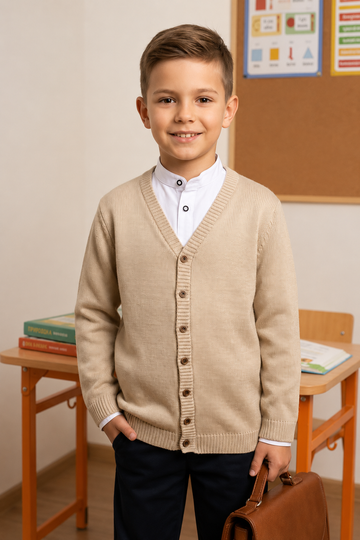 Sweter rozpinany chłopięcy beżowy Makarow 6883-29526-1