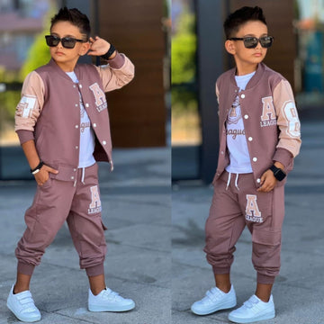 Boys' 3-piece Academy tracksuit brown Bam Bam 60277-23725-4