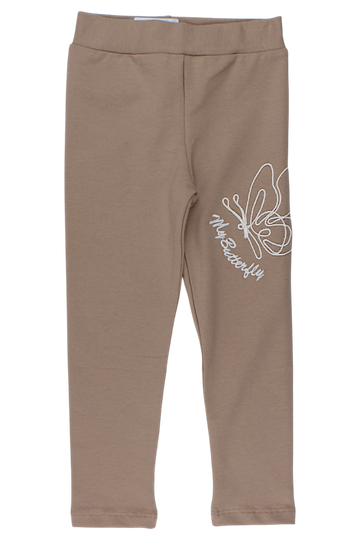 Girls' cotton butterfly leggings beige Timi 60507-20825-1