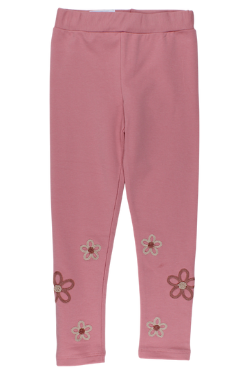 Cotton leggings with embroidery for girls, dirty pink, Timi 60512-20825-5