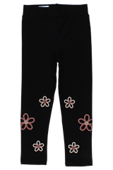 Girls' cotton leggings with embroidery, black Timi 60512-20825