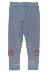 Girls' cotton leggings with embroidery, ash gray Timi 60512-20825