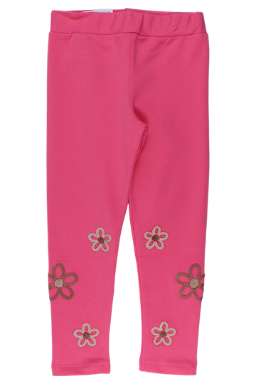 Cotton leggings with embroidery for girls, pink Timi 60512-20825-40