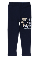 Teddy bear leggings for girls navy blue Timi 60521-17925-23