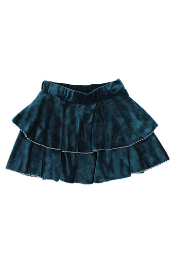 Velvet skirt with ruffles for girls, green Timi 64506-81025