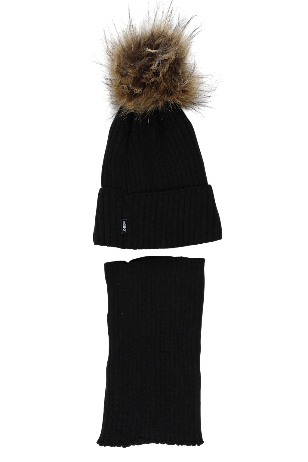 Boy's hat and scarf set, black, Agbo 6499-221025