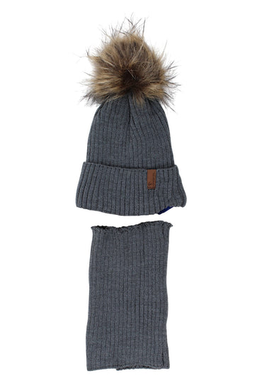 Boy's hat and scarf set, gray, Agbo 6499-221025