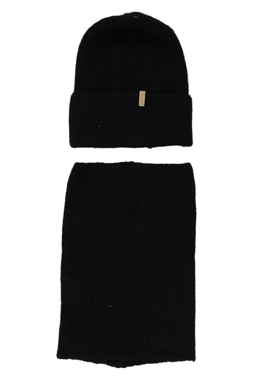 Girls' hat and scarf set, black, Agbo 6610-221025