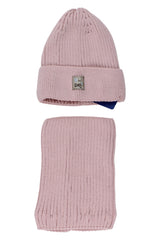 Girls' hat and scarf set, powder pink, Agbo 6617-221025