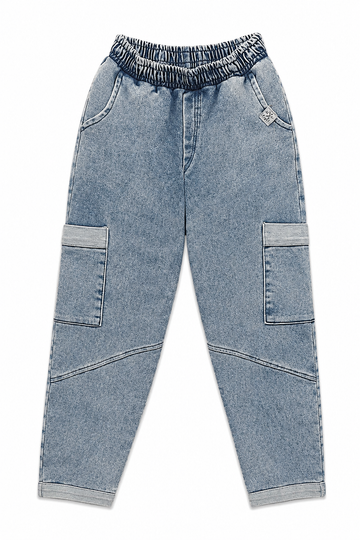 Spodnie jeansowe soft na gumce chłopięce, kolor jeans, producent Kamir, numer produktu 6898-29526-26
