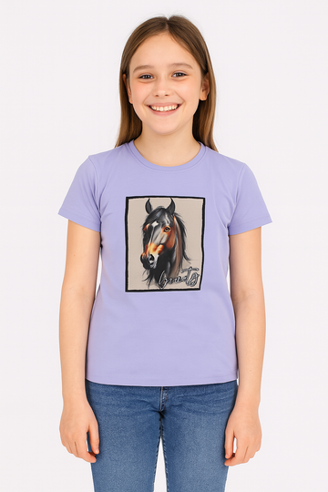 Girls' purple blouse with a horse Pampella 7715-24625-20
