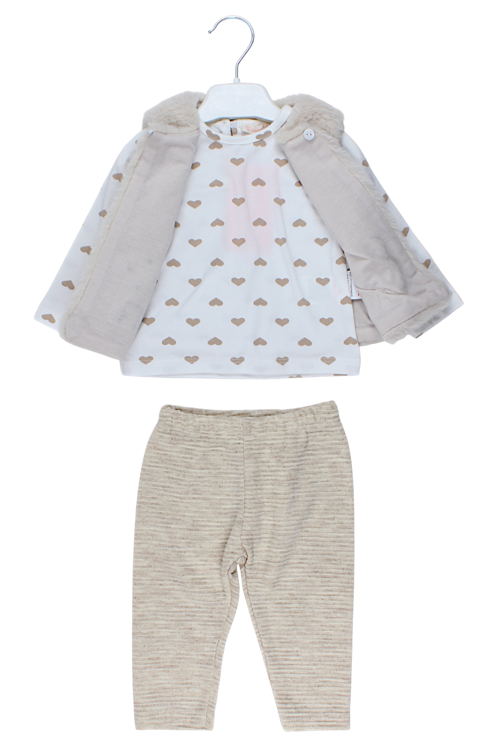 3-piece heart set, girly beige, Baby Rose 7851-11925
