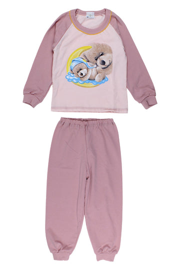 Sleeping Teddy Bears Pajamas for Girls Dusty Pink Sukces 8081-221025-5