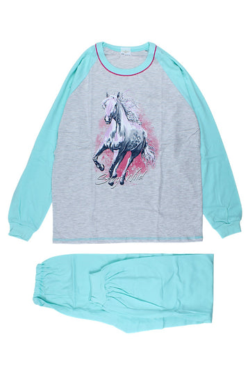 Girls' turquoise pajamas Sukces 8105-221025