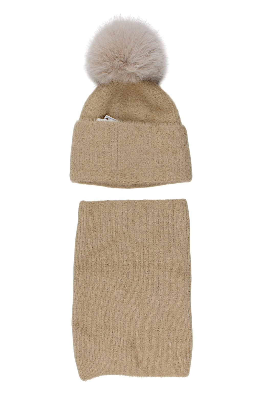 Beige Ambra hat and scarf set for girls 8108-221025-1