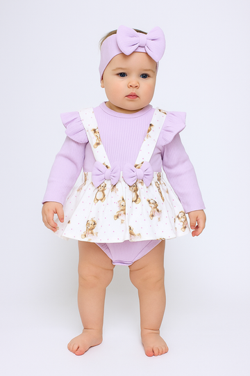 Girls' bodysuit skirt and headband lilac Murat Baby 9669-5625-29