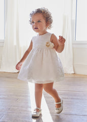 Abel & Lula 5013-71 Elegant embroidered dress for girl, white color