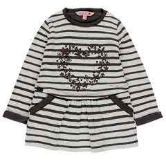 Cotton striped dress for girls Boboli 228079-9197 gray