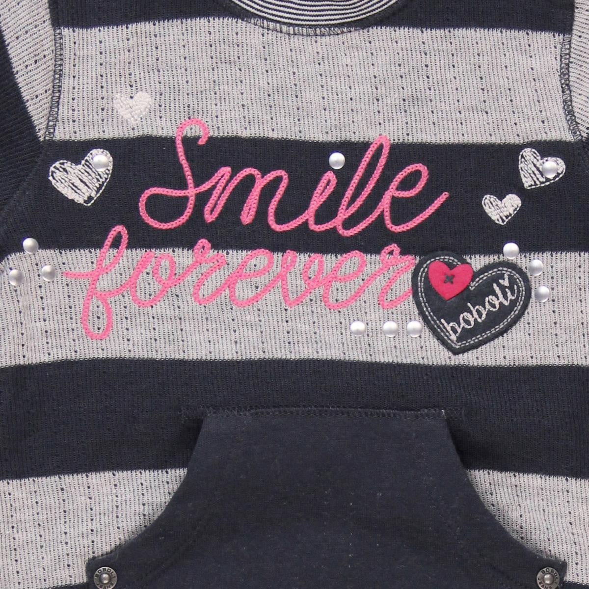 Boboli 244066_9609 Sukienka dzianina pasy kolor szary -  - #tag1# - #tag2# - #tag3# - #tag4#