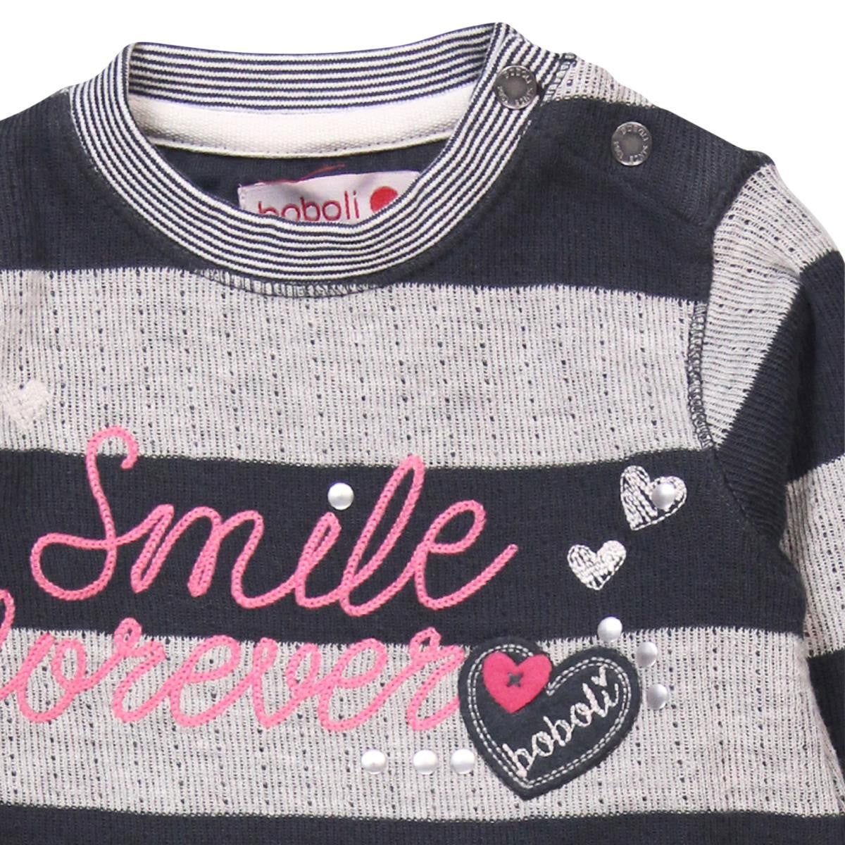 Boboli 244066_9609 Sukienka dzianina pasy kolor szary -  - #tag1# - #tag2# - #tag3# - #tag4#