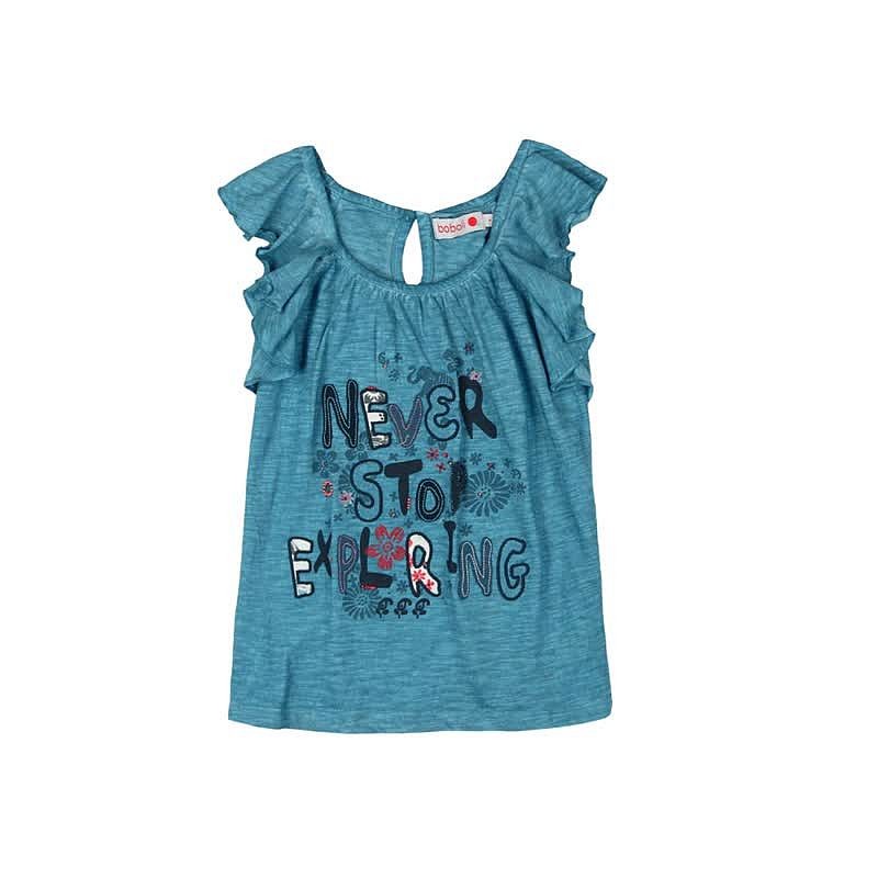 Boboli 475141-2411 Bluzka dziewczęca z naszywkami kolor niebieski -  - #tag1# - #tag2# - #tag3# - #tag4#