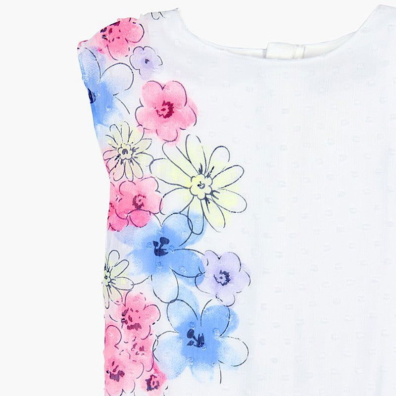 Boboli Szyfonowa sukienka dla dziewczynki biała 727444-1100 -  - #tag1# - #tag2# - #tag3# - #tag4#