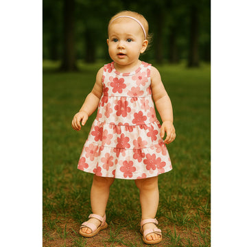 Girls' cotton floral dress raspberry Mini Word 18183-13525
