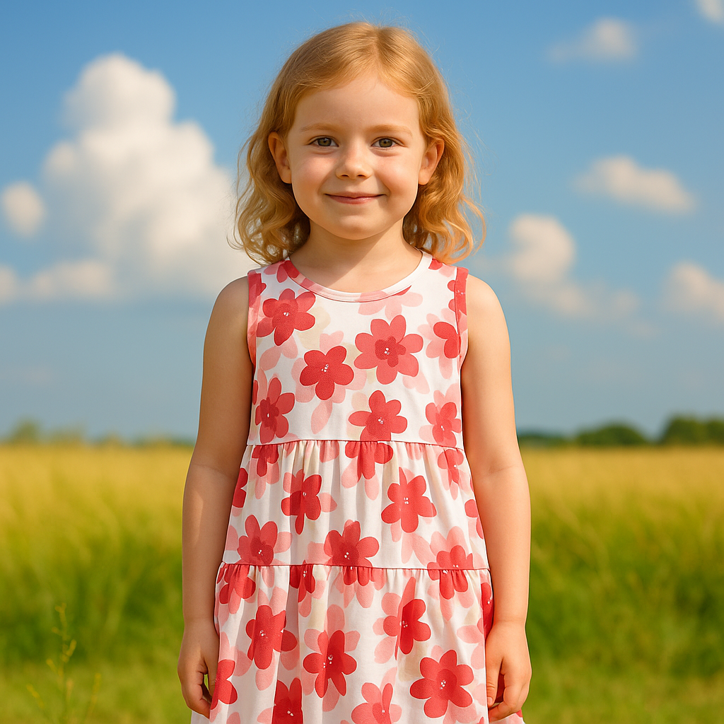 Girls' cotton floral dress raspberry Mini Word 17251-13525-52