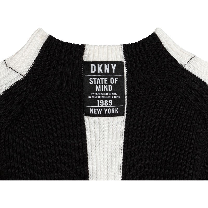 DKNY D32808-09B Sukienka dzianinowa dziewczęca  kolor czarny -  - #tag1# - #tag2# - #tag3# - #tag4#
