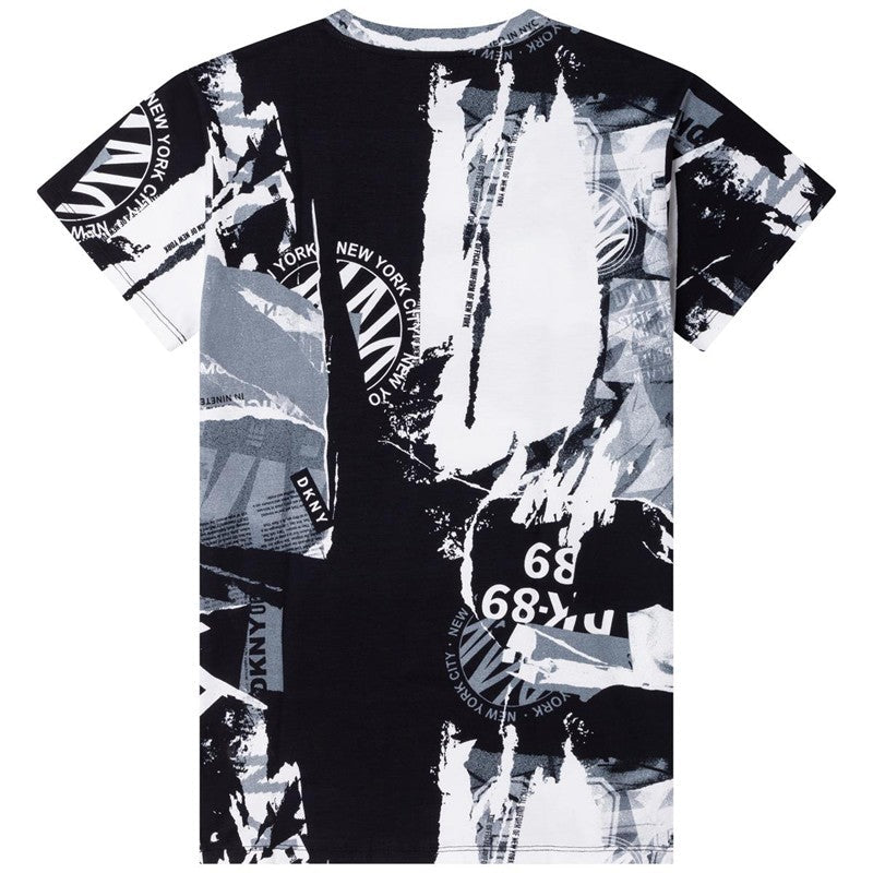 DKNY D32827-N50 Sukienka z nadrukiem dziewczęca kolor biały/czarny -  - #tag1# - #tag2# - #tag3# - #tag4#