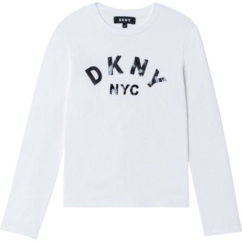 DKNY D35R57-10B Koszulka z długim rękawem dziewczęca kolor biały -  - #tag1# - #tag2# - #tag3# - #tag4#