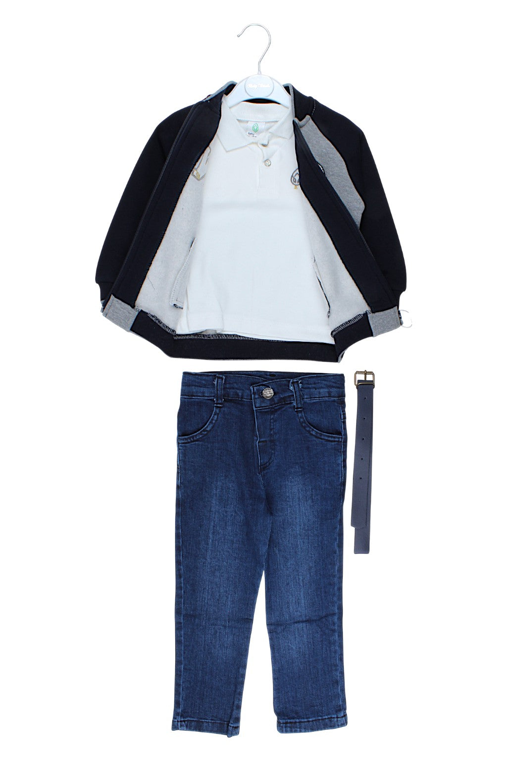 3-piece set with jeans, boy's gray, Baby Small 2650-291025