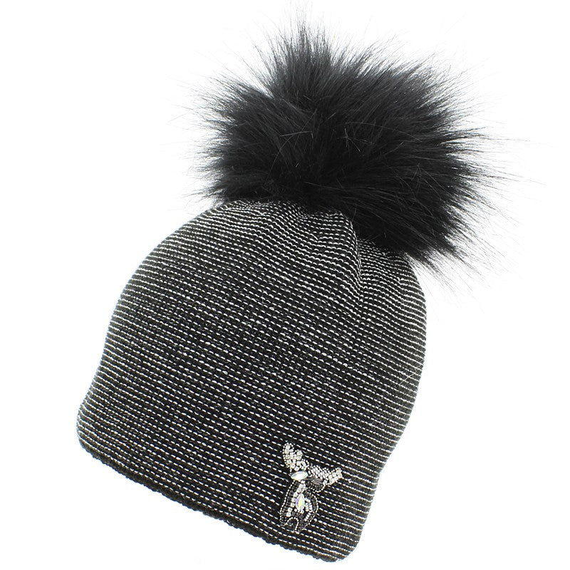 Jamiks TRINA II czapka dla dziewczynki z pomponem czarny -  - #tag1# - #tag2# - #tag3# - #tag4#