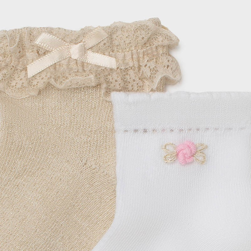 Komplet 2 pary skarpetek dziewczęcych Mayoral 10011-25 złoty -  - #tag1# - #tag2# - #tag3# - #tag4#
