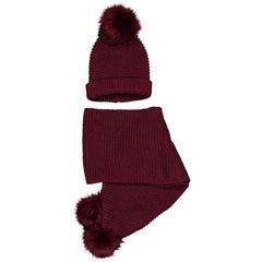 Set of hat and scarf for girls Birba 99064-57P burgundy