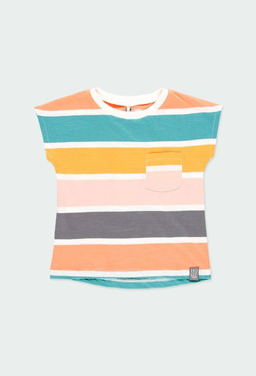Koszulka w paski dla dziewczynki Boboli 464026-9755 kolor pomarańczowy -  - #tag1# - #tag2# - #tag3# - #tag4#